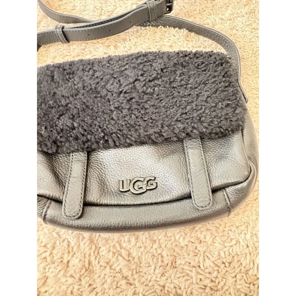 UGG Bia Mini School Bag Black Leather Crossbody